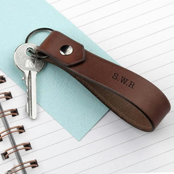 Personalised Leather Loop Keyring - lifestyle shot