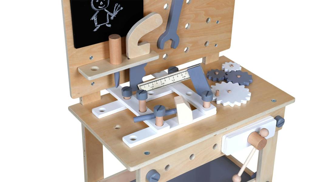 HYGRAD BUILT TO SURVIVE HYGRAD® Kids Work Bench & Tools Play Set Wooden Sturdy Pretend Play Builder, Plumber Work Station Set With Tools