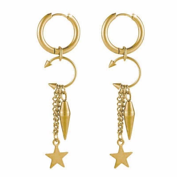 Luxe Tones Aelin Luxe 18ct Gold Plated Statement Dangle Star Charm Hoop Earrings