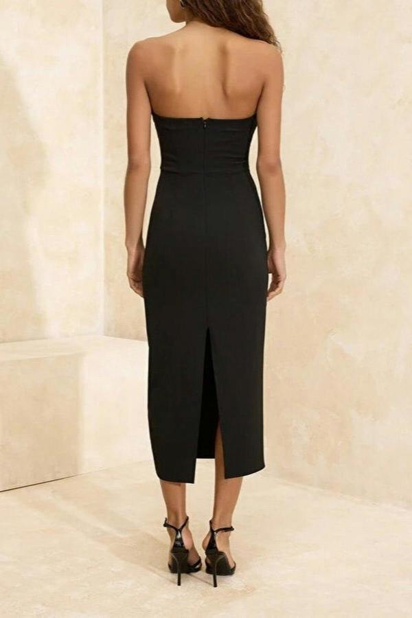WOVCOR Accessory Detailed Woven Maxi Unlined Evening Dress