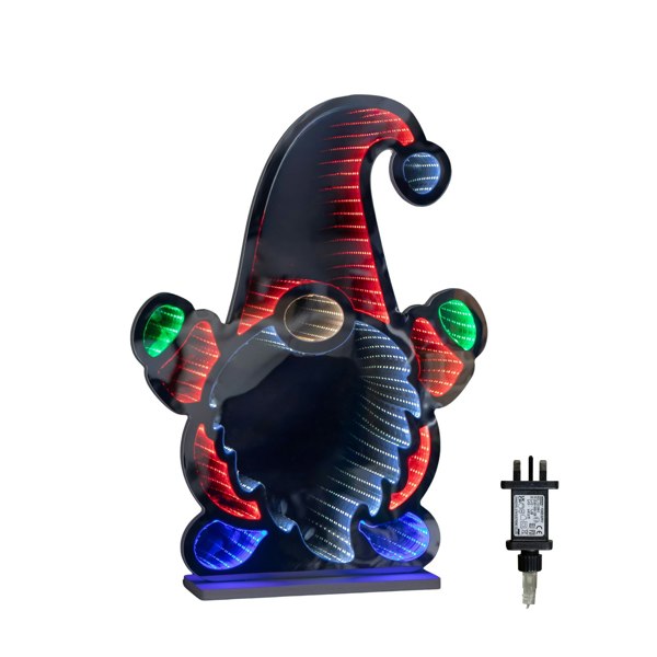 Samuel Alexander 60cm Light up Christmas Gnome Infinity Light Decoration with Multi-Coloured LEDs