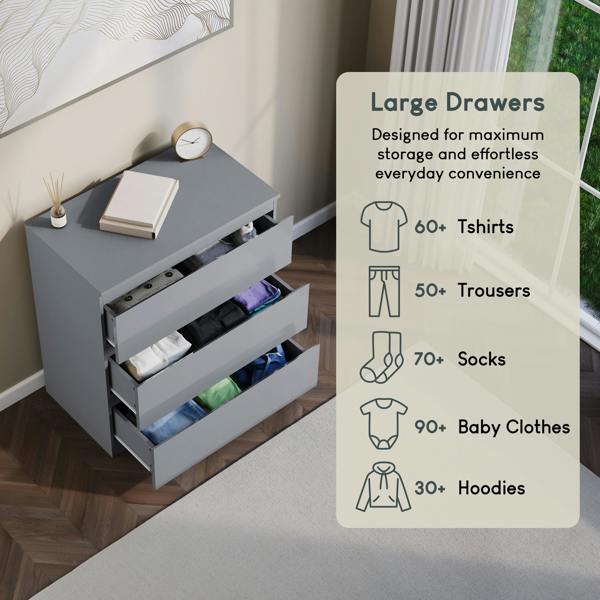 Vida Designs Glinton 3 Drawer Chest, Black
