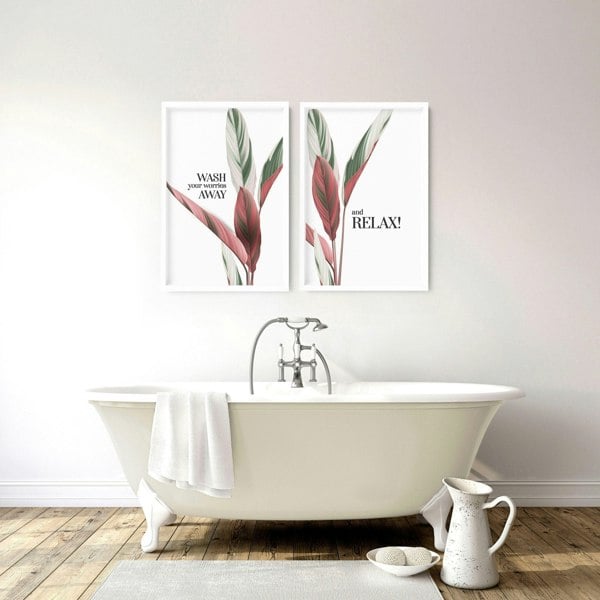 Bathroom decor accessories | Set of 2 Tropical art prints