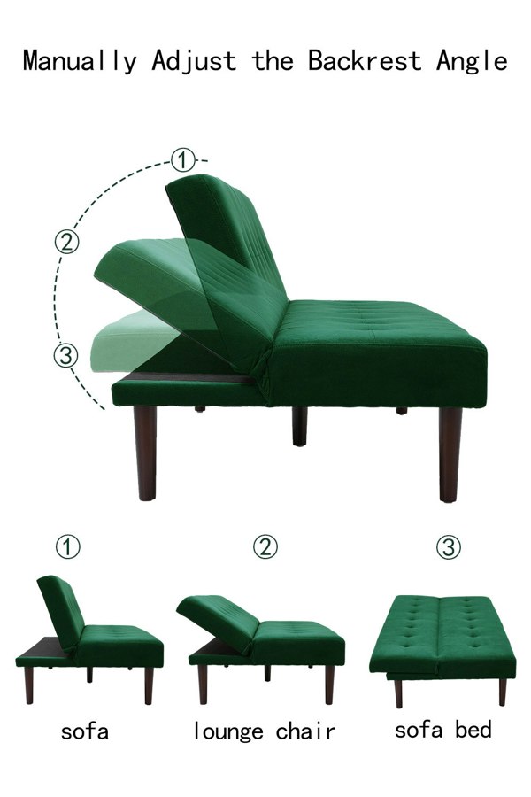Living and Home Dark Green Contemporary Convertible Sofa Bed