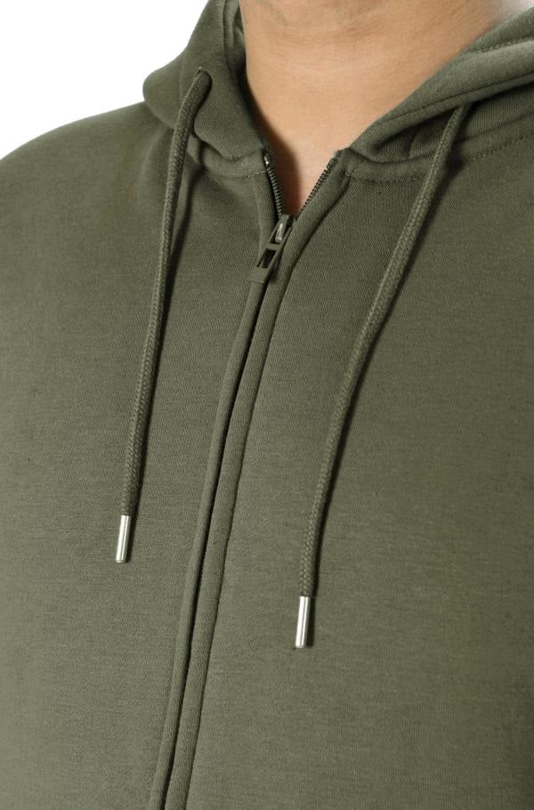 Smart Living Men's Full Zip Hoodie with Soft Touch Fabric and Pockets - Khaki