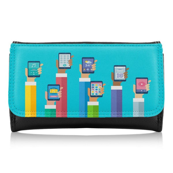 Benjamin Tate Design Hands Holding Smart Phones Maxi Purse
