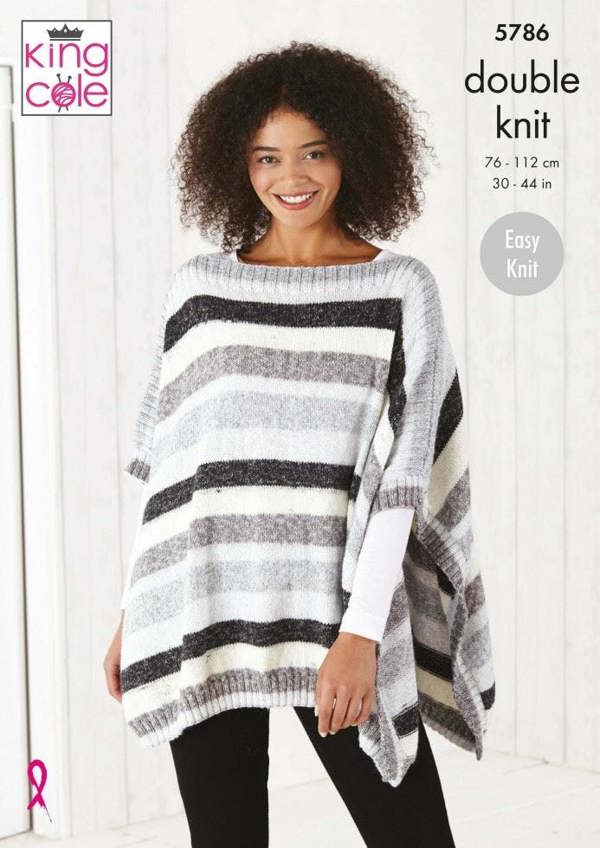 King Cole Harvest DK Knitting Pattern 5786, Ponchos for Women, 30 - 44 Inches