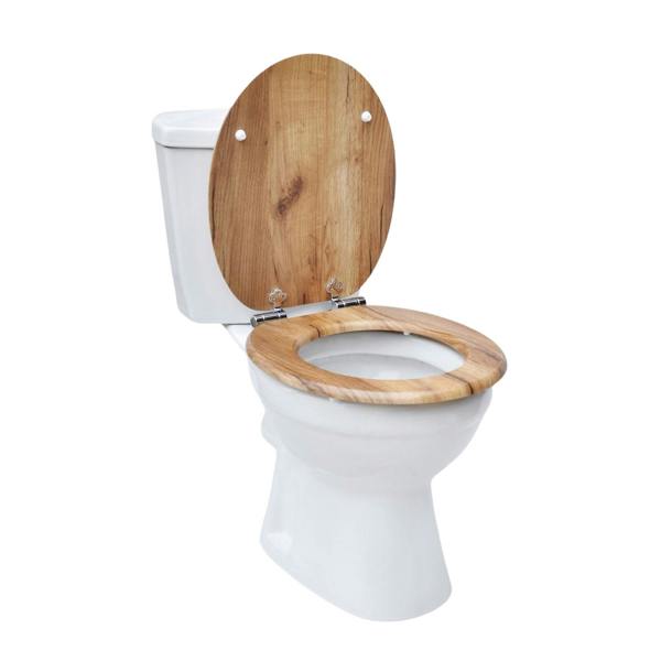 RTS Teak Oak MDF Close Toilet Seat