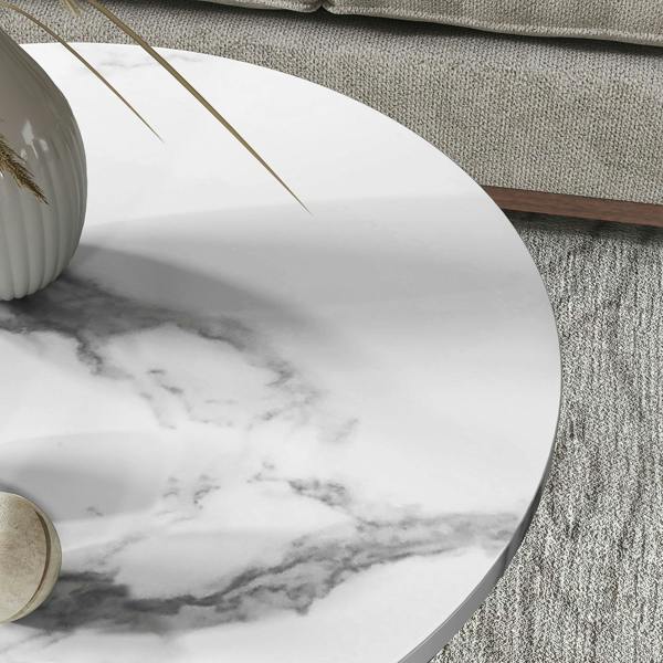 Wyld Haus Veco Metal And Marble Effect White And Gold Tone Set Of 2 Coffee Tables