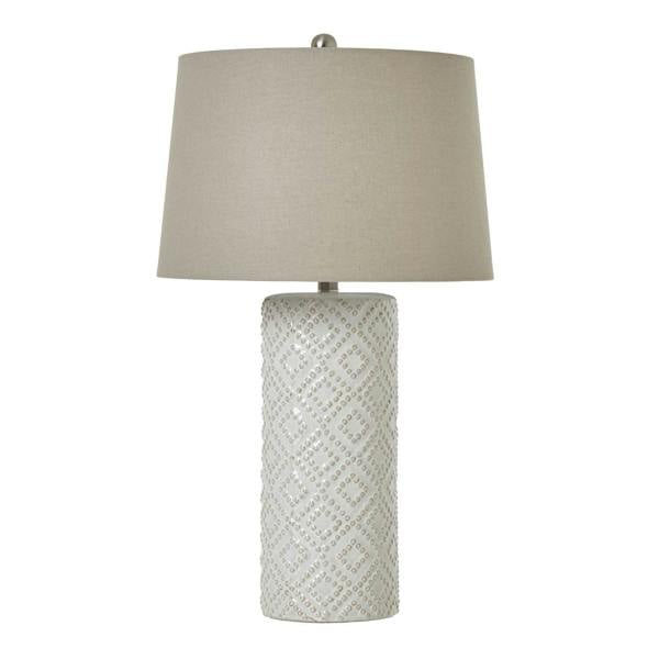 Hill Interiors Beaded Ceramic Table Lamp (UK Plug) - White - 