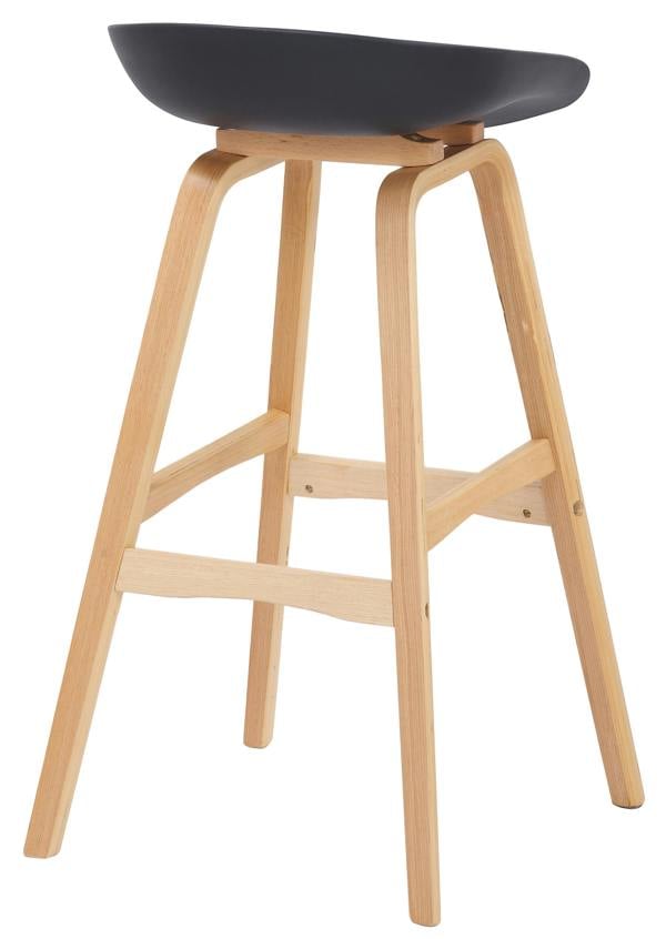 Lamboro Equator Single Kitchen Bar Stool, Fixed Wooden Legs And Footrest, Premium Breakfast Bar & Home Barstool, Black