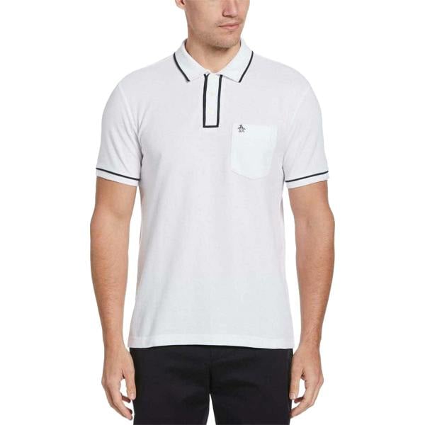 Original Penguin Mens Earl Organic Cotton Short-Sleeved Polo Shirt - White - 