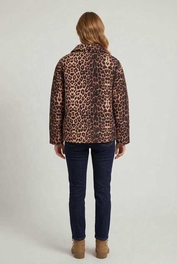 Izabel London Animal Print High Neck Puffer Jacket