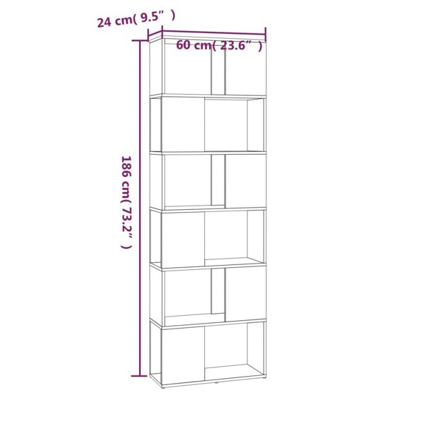 Berkfield Book Cabinet/Room Divider Smoked Oak 60x24x186 cm