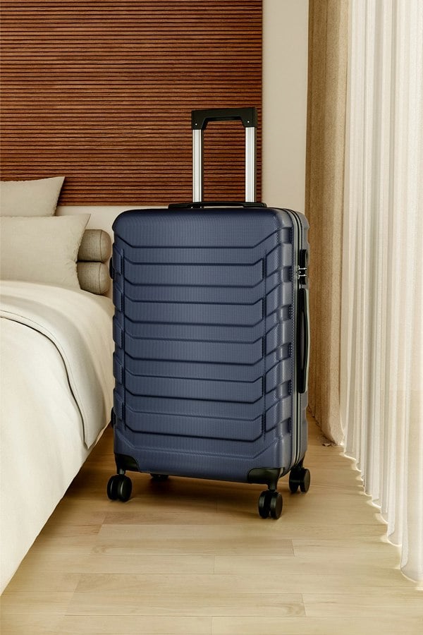Living and Home Rolling Hardshell Luggage Travel Suitcase, 28" Blue