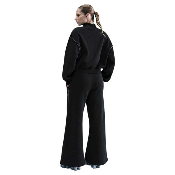 Nike Womens/Ladies Logo Outline Wide Leg Tracksuit Bottoms - Black/Pink - 