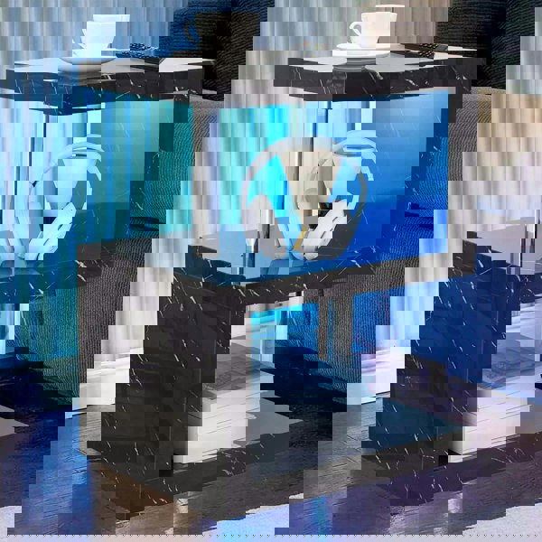 Comfy Living Burnham High Gloss Side Table with LED Lighting