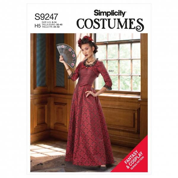 Simplicity Sewing Pattern 9247, Costumes, Vintage Style for Women, H5 (6-8-10-12-14) - Intermediate