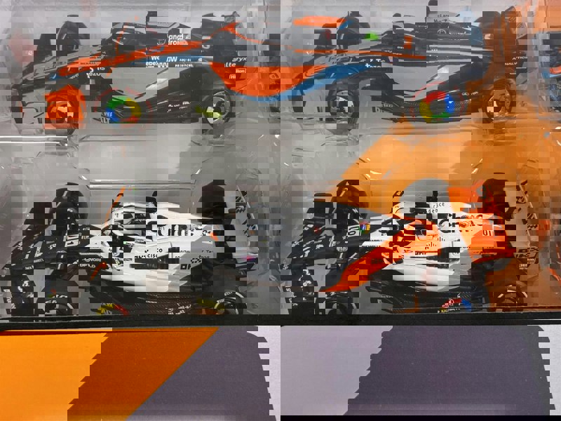 McLaren Formula 1 Set of 7 Cars with Display Stand 1:43 Scale Bburago 38169