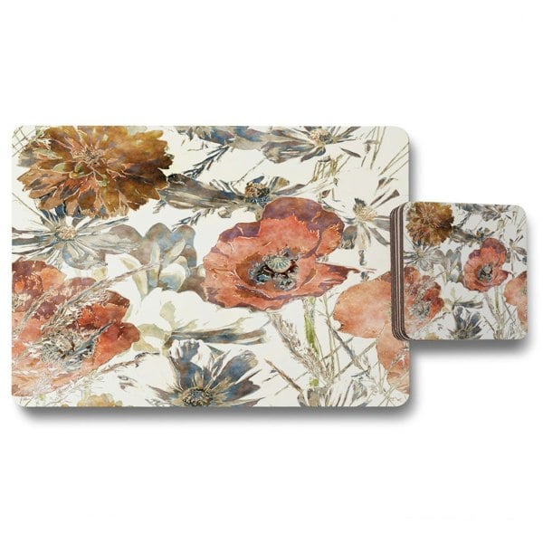 New Product Watercolour Flower Print (Placemat & Coaster Set)  - Andrew Lee Home and Living