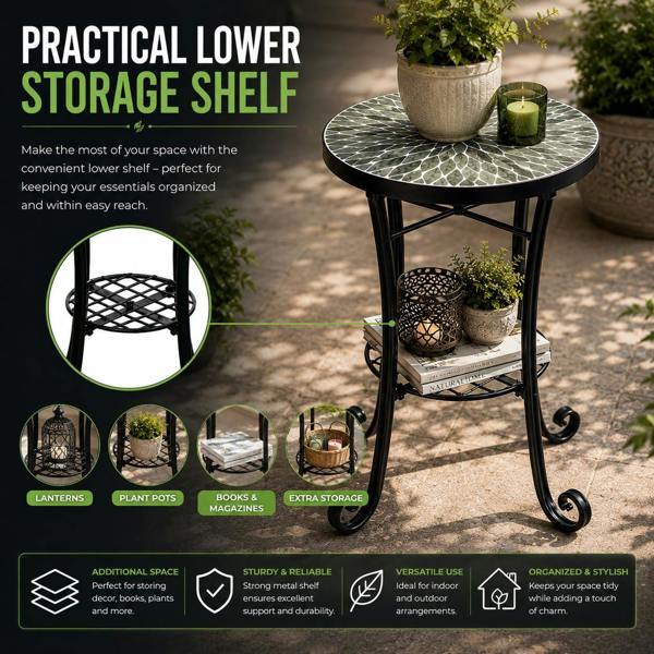 35cm Leaf Mosaic Plant Stand/Side Table image 11