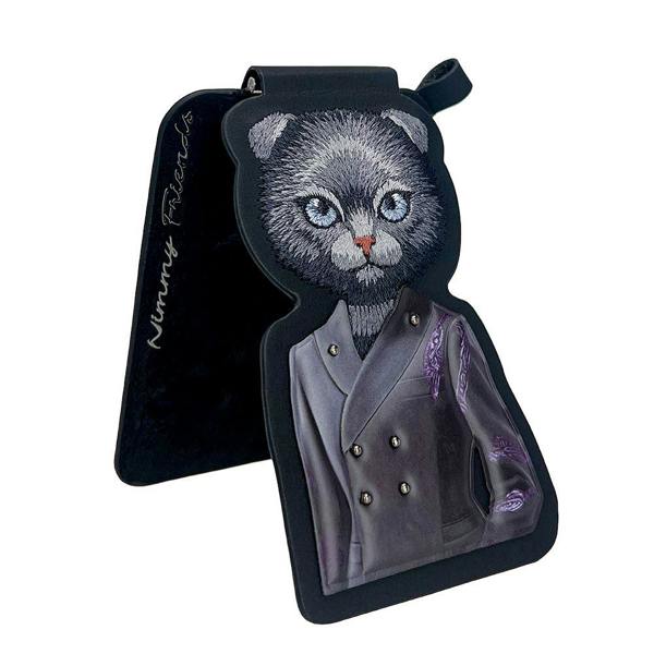 Nimmy Friends Nimmy Fashion & Cute Black Cat Series Embroidery Magnetic Stand with MagSafe Black - N-CXMC-ZJKT-03