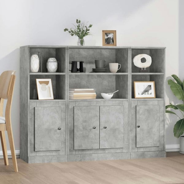 Berkfield Highboards 3 pcs Concrete Grey Engineered Wood
