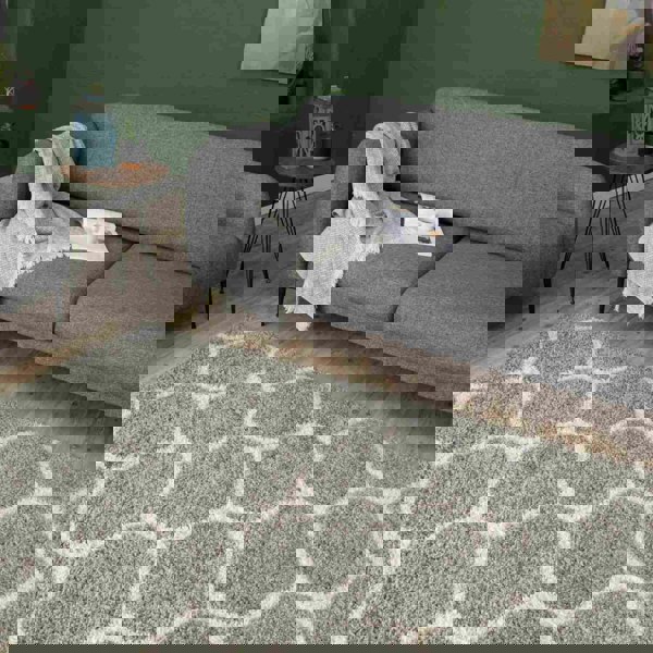 Trellis Design Thick Shaggy Area Rugs Grey