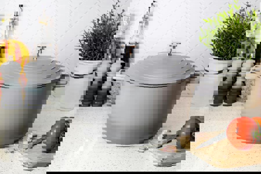 MasterClass 3pc Cookware Set of Grey Ombre Non-Stick Cast Aluminium Casserole Dishes, 20cm/2.5L, 28cm/4L and 28cm/5L - Gift Boxed