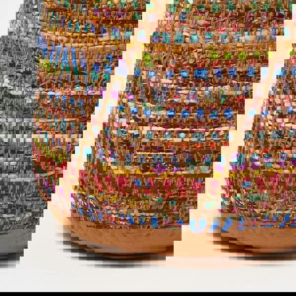 HOMESCAPES Multi-Colour Chindi Design Bean Filled Pouffe