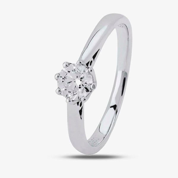 T. H. Baker 18ct White Gold Eight Claw Cathedral-Set Diamond Solitaire Ring (min 0.50ct) CR11065/18KW