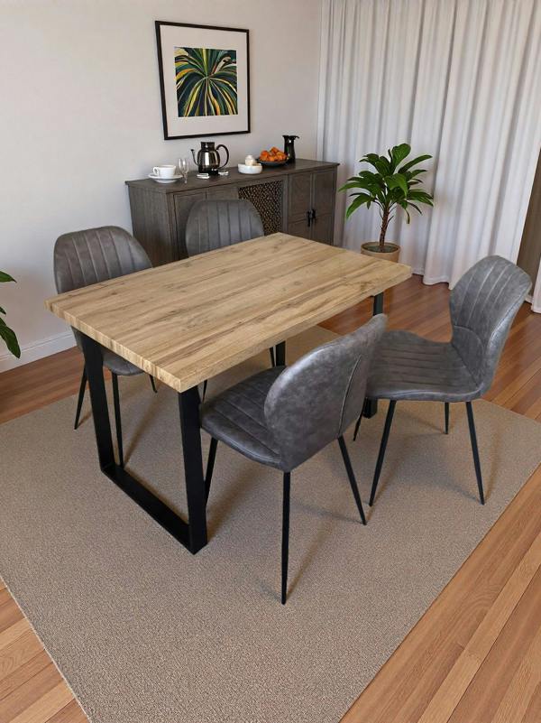 Colorado Dining Table with 4 Jaydn Leather Chairs - Madefor.Living