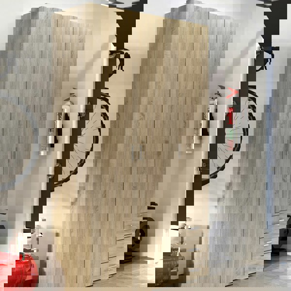 Furniture To Go Space Wardrobe - 3 Doors 3 Drawers in Oak 2000