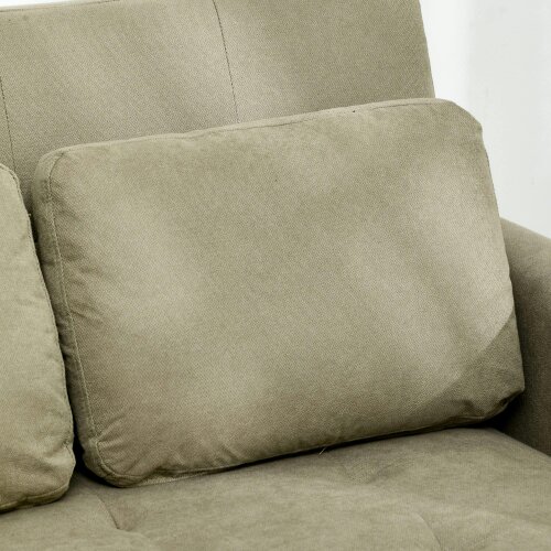 Wyld Haus Venido Loni Beige Fabric 2 Seater Sofa Bed With Side Pockets And Cushions