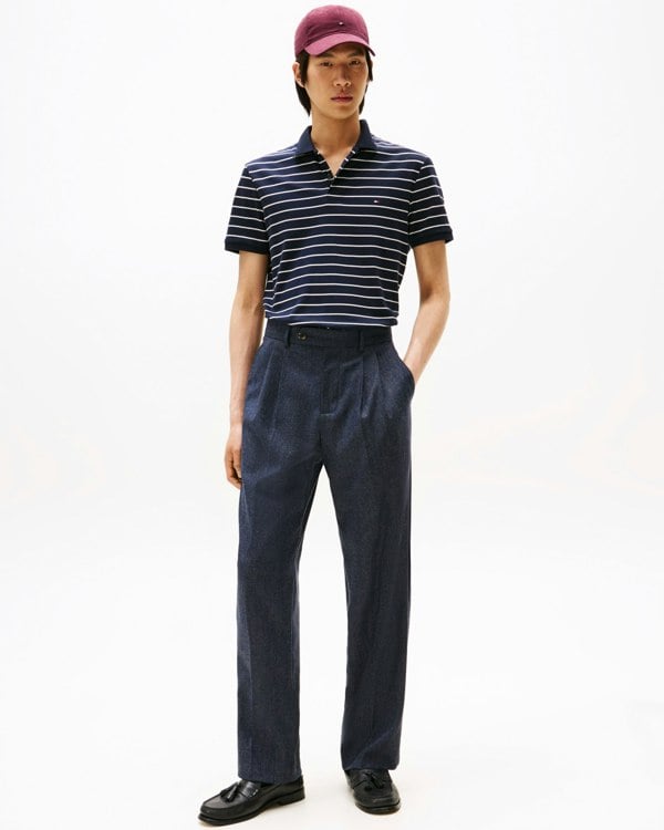 Tommy Hilfiger Liquid Cotton Regular Fit Mens Polo - Desert Sky/Ivory Petal