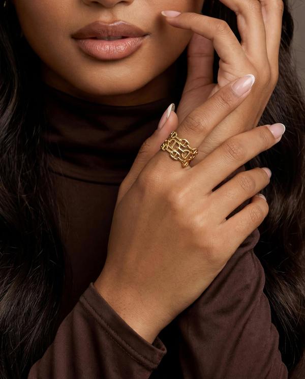 Elk & Bloom Chunky Intertwined Link Chain 14K Gold Ring