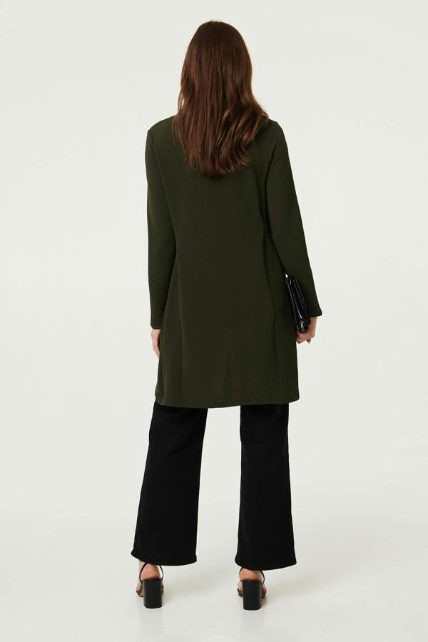 Khaki | Open Front Longline Coatigan
