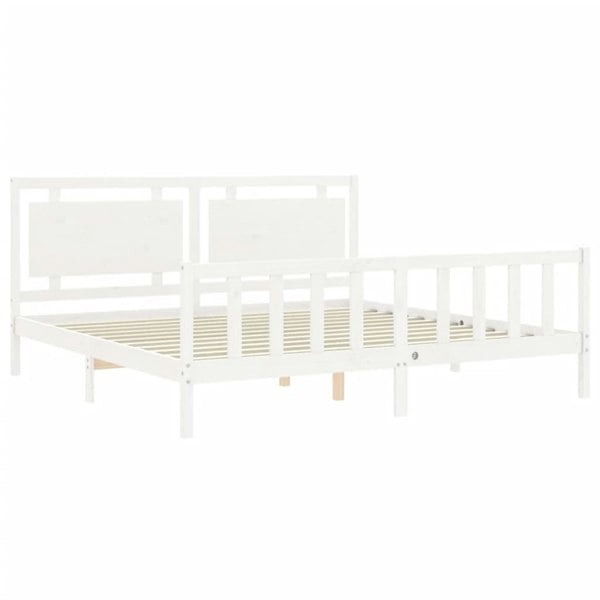 Berkfield Bed Frame with Headboard White 180x200 cm Solid Wood