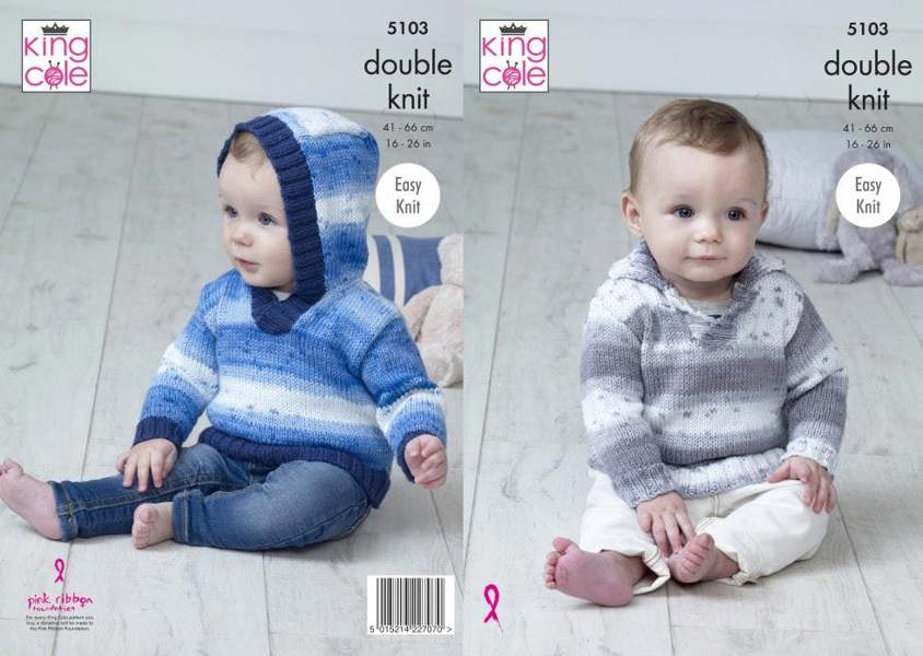 King Cole Cottonsoft Knitting Pattern 5103, Sweaters for Baby, 16 - 26 Inches - Easy