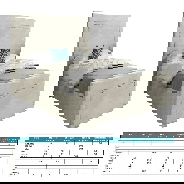 Casa Magna Lucca Upholstered Soft Velvet Bed Frame - Cream