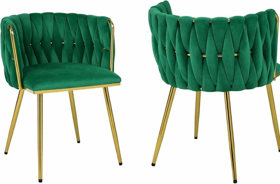 HYGRAD BUILT TO SURVIVE Modern Velvet Accent Dining Chairs, Gold Legs – Set of 2 | HYGRAD®