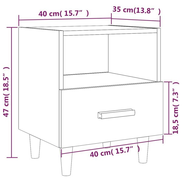Berkfield Bedside Cabinet Concrete Grey 40x35x47 cm