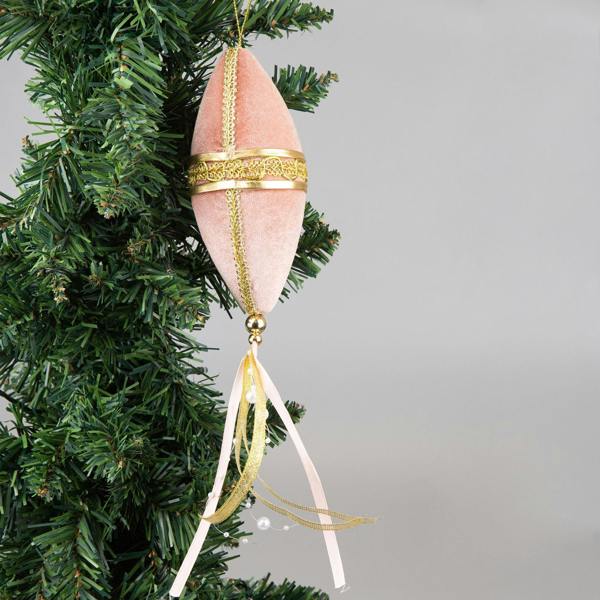7x30cm Light Pink Oval Drop Christmas Bauble Hanging Decorations, Pack of 3 image 9