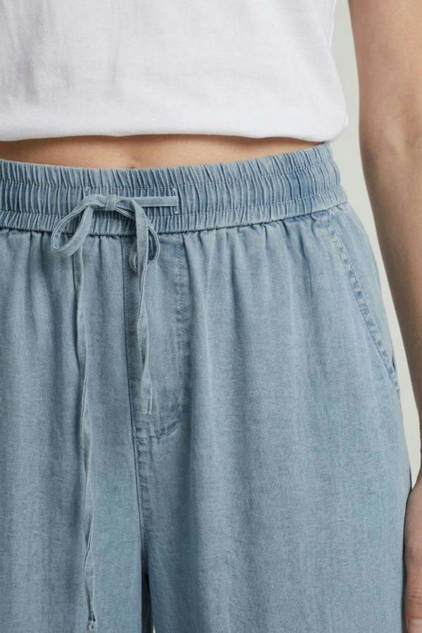 Blue | Tie Waist Wide Leg Casual Trousers