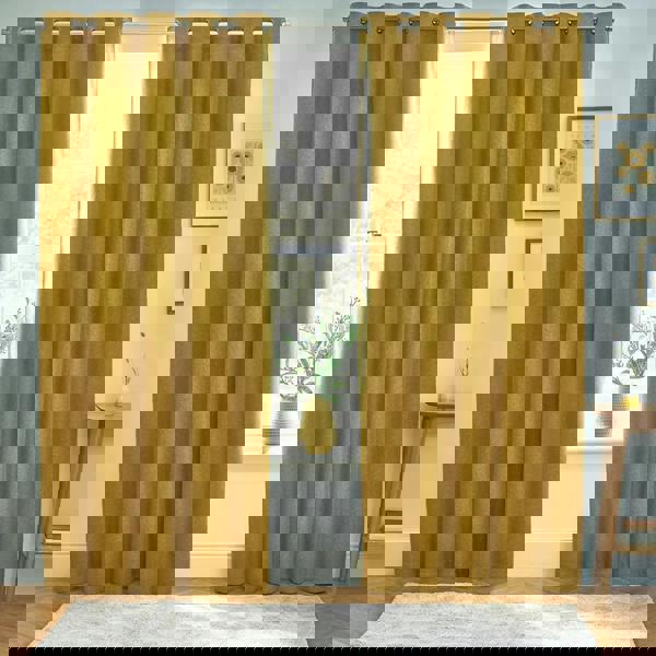 Furn Dawn Eyelet Curtains - Mustard