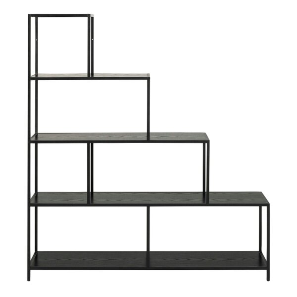 Wyld Haus El Paso Black Metal Frame Bookcase 4 Shelves in Step Design