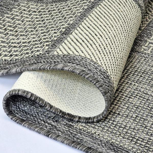 Viva Rugs Non-Slip Grey Rug Flat Weave Checkered Kitchen Dining Room Living Room Area Mat