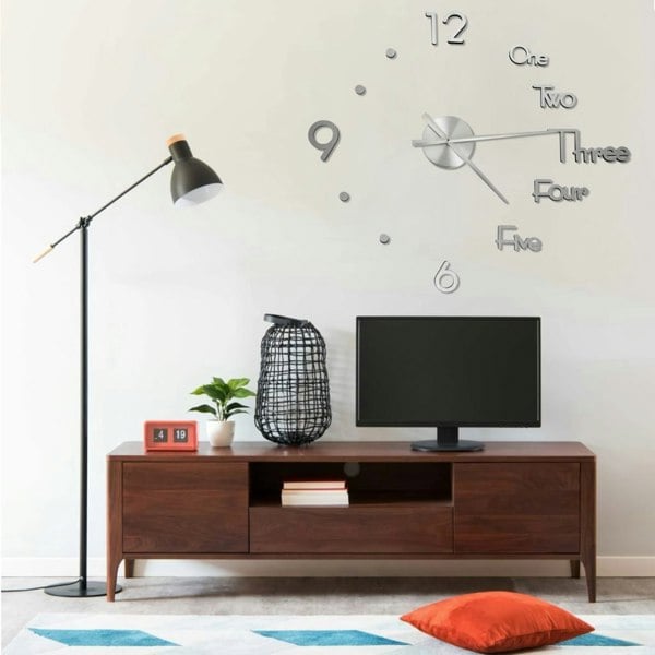 Berkfield 3D Wall Clock Modern Design Silver 100 cm XXL