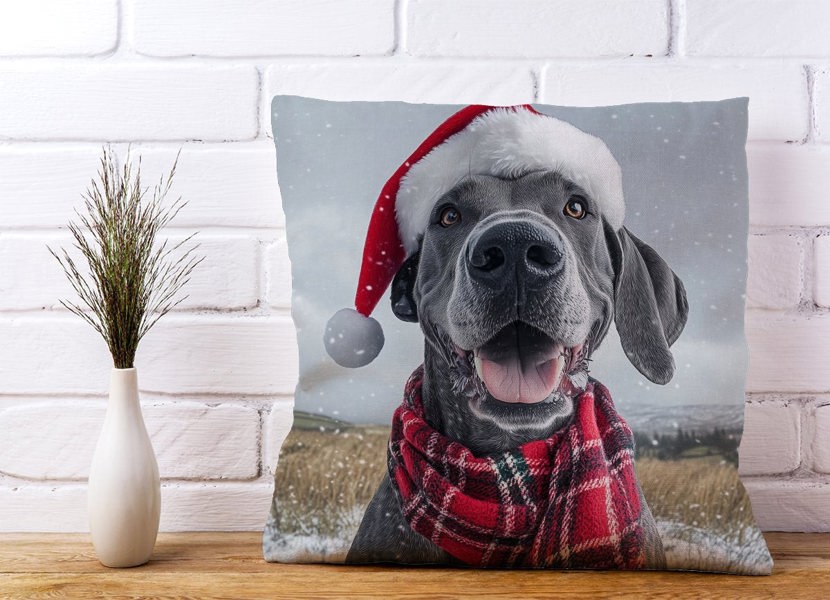 Warren Reed Christmas Great Dane Cushion