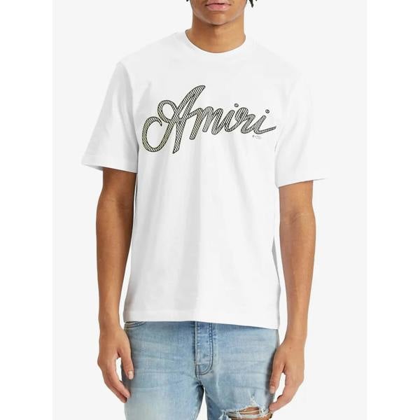 Amiri Script Logo T-Shirt   in  White